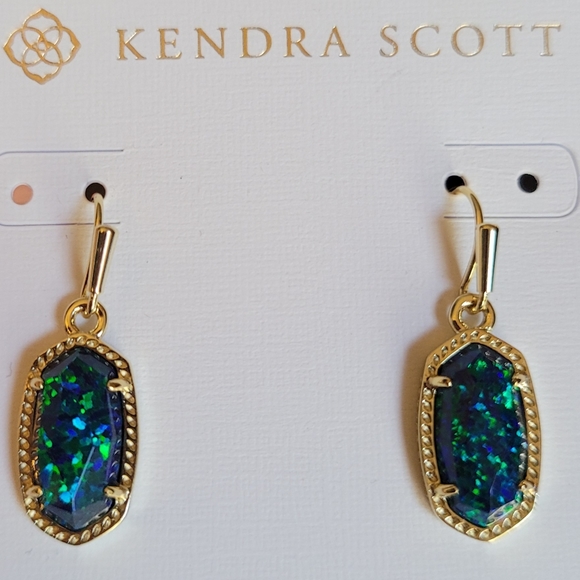 NWT KENDRA SCOTT KYOCERA OPAL EARRINGS 14K GOLD PLATED OVER BRASS DAINTY STYLE - Picture 3 of 6